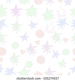 Seamless  pattern with  Christmas motifs. Hand drawn.