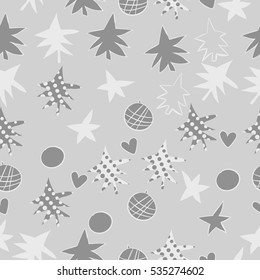 Seamless  pattern with  Christmas motifs. Hand drawn.
