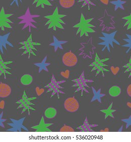 Seamless  pattern with  Christmas motifs. Hand drawn.