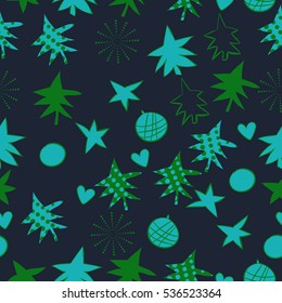 Seamless  pattern with  Christmas motifs. Hand drawn.