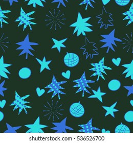 Seamless  pattern with  Christmas motifs. Hand drawn.