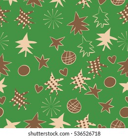 Seamless  pattern with  Christmas motifs. Hand drawn.