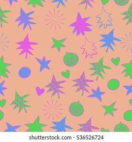 Seamless  pattern with  Christmas motifs. Hand drawn.