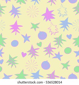 Seamless  pattern with  Christmas motifs. Hand drawn.