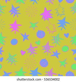 Seamless  pattern with  Christmas motifs. Hand drawn.