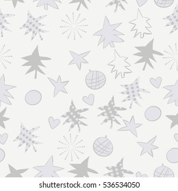 Seamless  pattern with  Christmas motifs. Hand drawn.