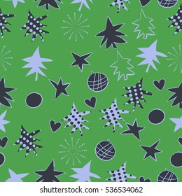 Seamless  pattern with  Christmas motifs. Hand drawn.
