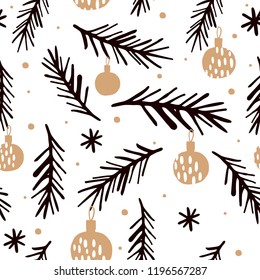 Seamless pattern. Christmas and New Year background. Vector illustration.