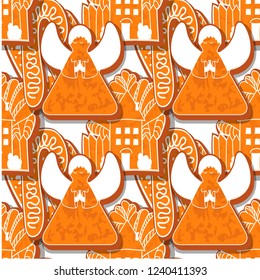 Seamless pattern. Christmas or New year. Vector illustration. Isolated men on a white background.