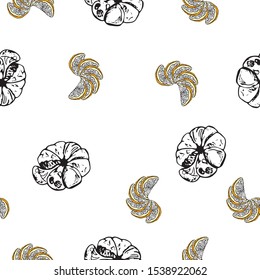 Seamless pattern for Christmas and New Year with drawings of holly, mountain ash, gingerbread. To create a festive mood