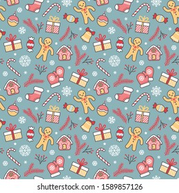 Seamless pattern for Christmas and New Year events.