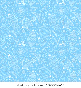 Seamless pattern with Christmas or New Year decoration. Ideal for backgrounds, wrapping paper, covers, fabrics, etc.