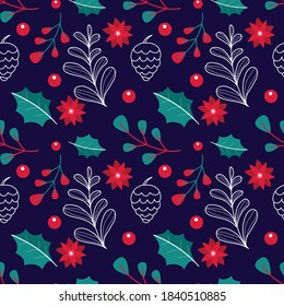 Seamless pattern with Christmas or New Year illustration. Background for gift wrapping or fabric design.