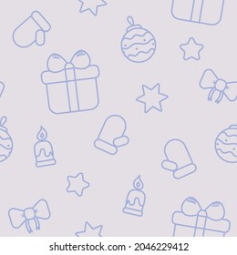 Seamless pattern for Christmas or New Year. Beautiful pattern for luxury gift wrapping paper, t-shirts, greeting cards 2022, boxes. Hand drawn