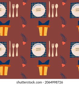 Seamless pattern for Christmas and New Year. Vector illustration in flat style
