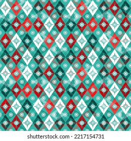 Seamless pattern with Christmas and New Year color palette. Background for banner, wallpaper, wrapping paper or fabric. Flat design vector illustration.