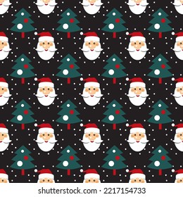 Seamless pattern with Christmas and New Year symbols for banner, wallpaper, wrapping paper or fabric. Flat design vector illustration.