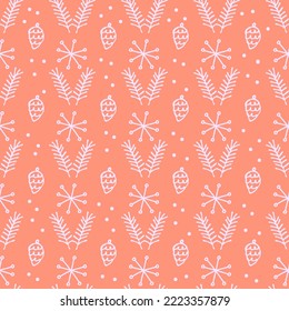 Seamless pattern with Christmas and New Year symbols. Doodle vector illustration for banner, wallpaper, wrapping paper or fabric.