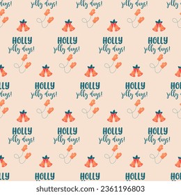 Seamless pattern Christmas, new year, holidays and bells