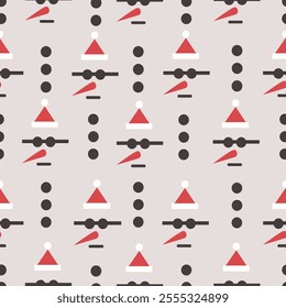 Seamless pattern with Christmas and New Year snowmen in flat style in vector. Element for decoration postcards poster print background backdrop wrapping wallpaper banner