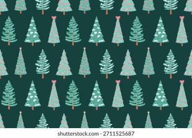 Patrón sin fisuras con Navidades y temas de Año Nuevo con árboles de Navidad.