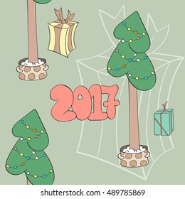 Seamless pattern of Christmas and New Year elements, vector illustration