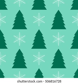 seamless pattern Christmas and New Year color lush meadow. Seamless vintage pattern from snowflakes and christmas tree. Christmas and New Year design. Seamless pattern with Christmas tree