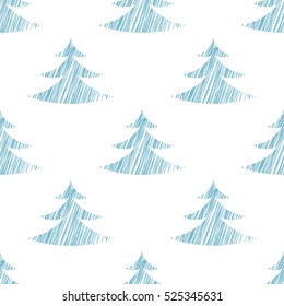 Seamless pattern for Christmas and New Year. Sketch spruce. Vector.