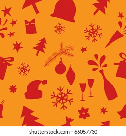 Seamless pattern of Christmas and New Year elements