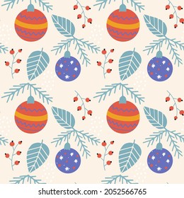 Seamless pattern with Christmas and New Year's Elements. Vector background.