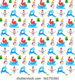 Seamless pattern Christmas object. Vector illustration of elements and symbols on the New Year.