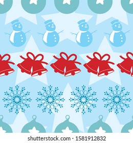 Seamless pattern for Christmas on blue background with stars