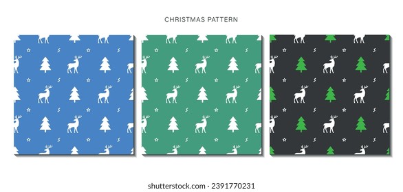 Patrón incomparable para Navidad con fondo azul, verde y oscuro con elementos navideños. Ilustración del vector