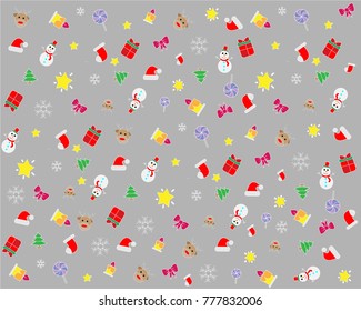 Seamless pattern for Christmas on a gray background with elements Christmas. Beautiful pattern for a  gift wrapping paper, t-shirts, greeting cards 2017 Christmas pattern - vector Xmas 