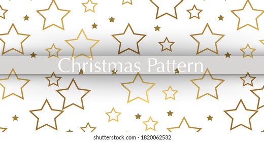 Nahtlose Muster für Weihnachten auf weißem Hintergrund mit goldenen Elementen Weihnachten. Schönes Muster für ein luxuriöses Geschenkpapier, T-Shirts, Grußkarten. Vektorgrafik. 