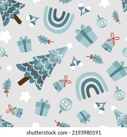 Seamless Pattern with Christmas Ornament, Vector illustration for Happy New Year and Merry Christmas Background Wallpaper