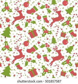 Seamless Pattern with Christmas Ornament, Vector illustration for Happy New Year and Merry Christmas Background Wallpaper