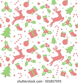 Seamless Pattern with Christmas Ornament, Vector illustration for Happy New Year and Merry Christmas Background Wallpaper