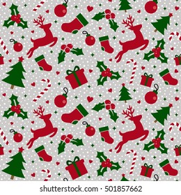 Seamless Pattern with Christmas Ornament, Vector illustration for Happy New Year and Merry Christmas Background Wallpaper