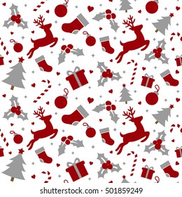 Seamless Pattern with Christmas Ornament, Vector illustration for Happy New Year and Merry Christmas Background Wallpaper