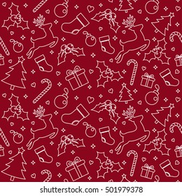 Seamless Pattern with Christmas Ornament, Vector illustration for Happy New Year and Merry Christmas Background Wallpaper