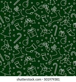 Seamless Pattern with Christmas Ornament, Vector illustration for Happy New Year and Merry Christmas Background Wallpaper