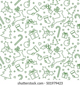 Seamless Pattern with Christmas Ornament, Vector illustration for Happy New Year and Merry Christmas Background Wallpaper