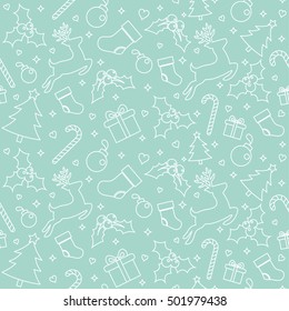 Seamless Pattern with Christmas Ornament, Vector illustration for Happy New Year and Merry Christmas Background Wallpaper