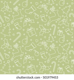 Seamless Pattern with Christmas Ornament, Vector illustration for Happy New Year and Merry Christmas Background Wallpaper