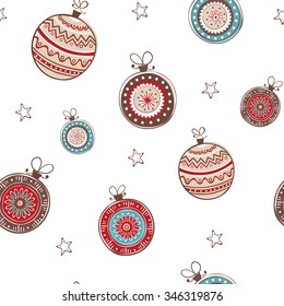 Seamless Pattern With Christmas Ornaments. Vector