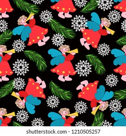 Seamless pattern for Christmas packaging, textiles,  holiday symbols illustration. wrapper or cover