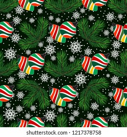 Seamless pattern for Christmas packaging, textiles,  holiday symbols illustration. wrapper or cover