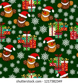 Seamless pattern for Christmas packaging, textiles,  holiday symbols illustration. wrapper or cover