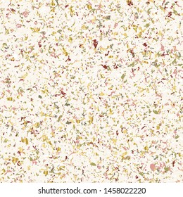 Seamless pattern. Christmas party flecks confetti. Hand drawn speckled sprinkle background. Festive xmas scrapbook paper, yuletide allover print. Red green cream recycled holiday stationery gift wrap